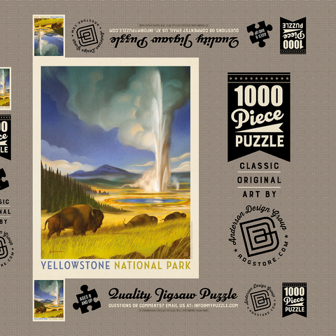 Yellowstone National Park: Wonderland, Vintage Poster 1000 Puzzle Schachtel 3D Modell