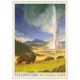 Darstellung des Puzzle Motivs Yellowstone National Park: Wonderland, Vintage Poster - Puzzleteile: 100