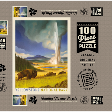 Yellowstone National Park: Wonderland, Vintage Poster 100 Puzzle Schachtel 3D Modell