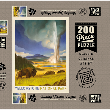 Yellowstone National Park: Wonderland, Vintage Poster 200 Puzzle Schachtel 3D Modell