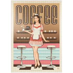 Darstellung des Puzzle-Motivs Coffee: Classic American Diner, Vintage Poster – Puzzleteile: 1000