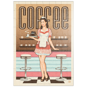 Darstellung des Puzzle Motivs Coffee: Classic American Diner, Vintage Poster - Puzzleteile: 100