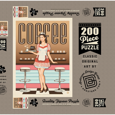 Coffee: Classic American Diner, Vintage Poster 200 Puzzle Schachtel 3D Modell
