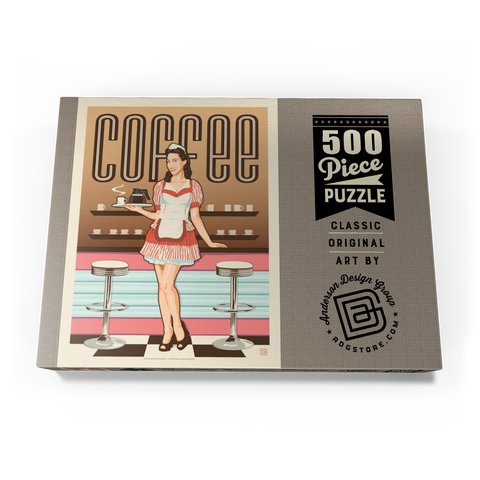 Coffee: Classic American Diner, Vintage Poster 500 Puzzle Schachtel Ansicht3