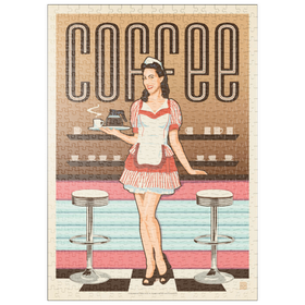 Darstellung des Puzzle Motivs Coffee: Classic American Diner, Vintage Poster - Puzzleteile: 500