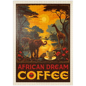 Darstellung des Puzzle Motivs African Dream Coffee, Vintage Poster - Puzzleteile: 1000