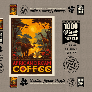 African Dream Coffee, Vintage Poster 1000 Puzzle Schachtel 3D Modell