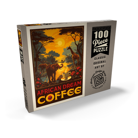 African Dream Coffee, Vintage Poster 100 Puzzle Schachtel Ansicht2