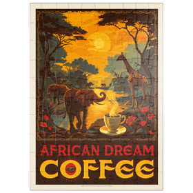 Darstellung des Puzzle Motivs African Dream Coffee, Vintage Poster - Puzzleteile: 100