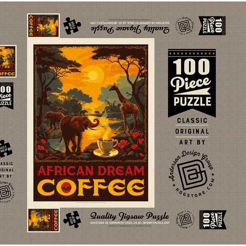 African Dream Coffee, Vintage Poster 100 Puzzle Schachtel 3D Modell