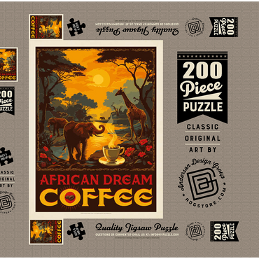 African Dream Coffee, Vintage Poster 200 Puzzle Schachtel 3D Modell