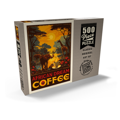 African Dream Coffee, Vintage Poster 500 Puzzle Schachtel Ansicht2