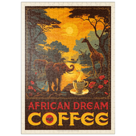 Darstellung des Puzzle Motivs African Dream Coffee, Vintage Poster - Puzzleteile: 500