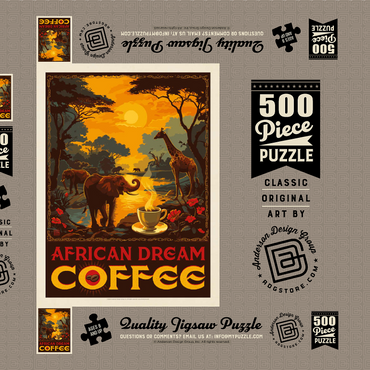 African Dream Coffee, Vintage Poster 500 Puzzle Schachtel 3D Modell