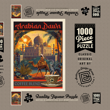 Arabian Dawn Coffee Blend, Vintage Poster 1000 Puzzle Schachtel 3D Modell