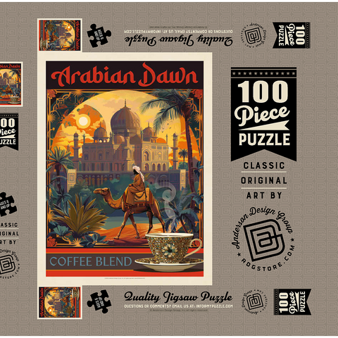 Arabian Dawn Coffee Blend, Vintage Poster 100 Puzzle Schachtel 3D Modell