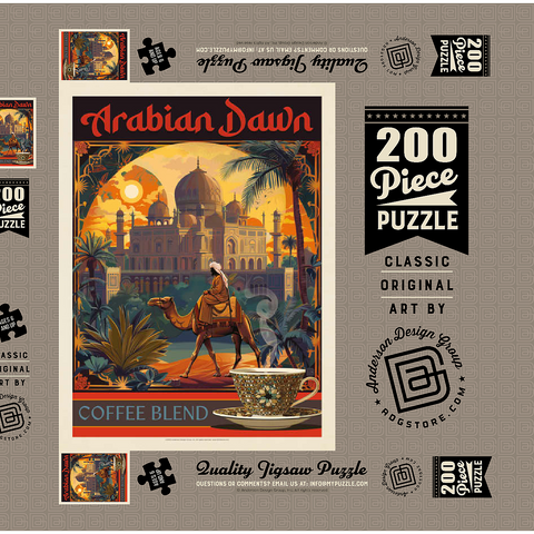 Arabian Dawn Coffee Blend, Vintage Poster 200 Puzzle Schachtel 3D Modell