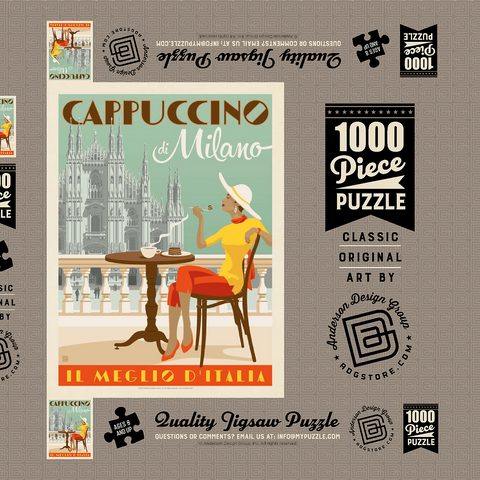 Cappuccino di Milano, Vintage Poster 1000 Puzzle Schachtel 3D Modell