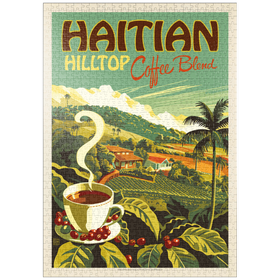 Darstellung des Puzzle Motivs Haitian Hilltop Coffee, Vintage Poster - Puzzleteile: 1000