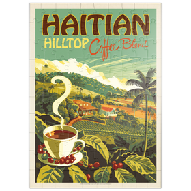 Darstellung des Puzzle Motivs Haitian Hilltop Coffee, Vintage Poster - Puzzleteile: 100