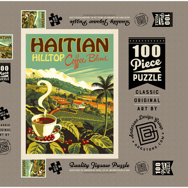 Haitian Hilltop Coffee, Vintage Poster 100 Puzzle Schachtel 3D Modell