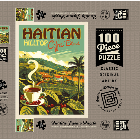 Haitian Hilltop Coffee, Vintage Poster 100 Puzzle Schachtel 3D Modell