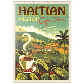 Darstellung des Puzzle Motivs Haitian Hilltop Coffee, Vintage Poster - Puzzleteile: 500