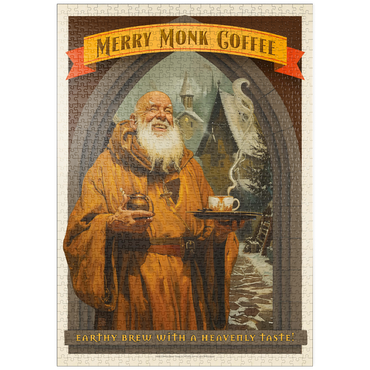 puzzleplate Merry Monk Coffee, Vintage Poster 1000 Puzzle