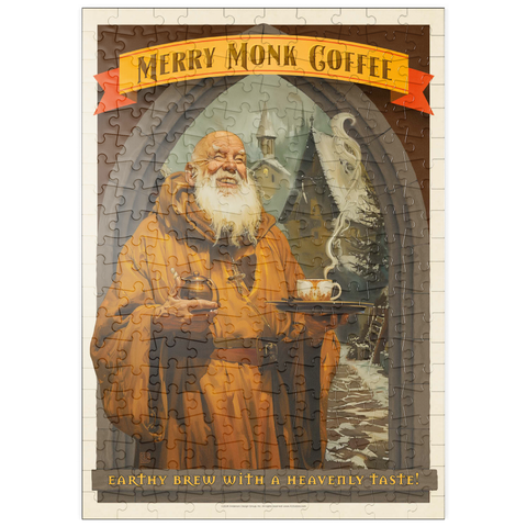 puzzleplate Merry Monk Coffee, Vintage Poster 200 Puzzle