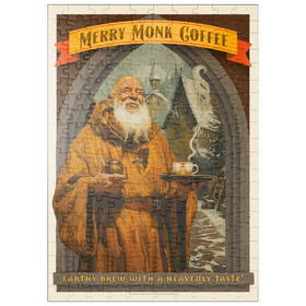 Darstellung des Puzzle Motivs Merry Monk Coffee, Vintage Poster - Puzzleteile: 200