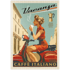 Darstellung des Puzzle Motivs Vacanza Italiana Coffee, Vintage Poster - Puzzleteile: 1000