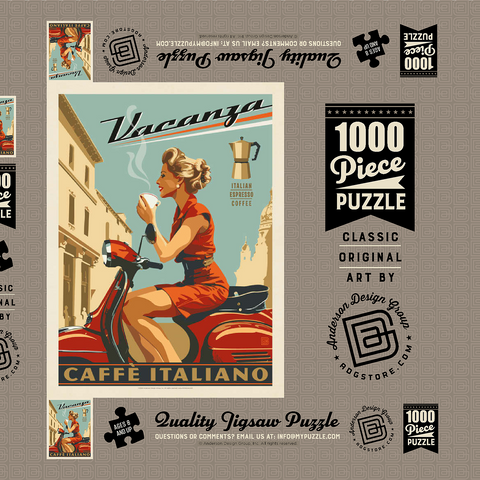 Vacanza Italiana Coffee, Vintage Poster 1000 Puzzle Schachtel 3D Modell