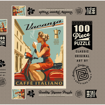 Vacanza Italiana Coffee, Vintage Poster 100 Puzzle Schachtel 3D Modell