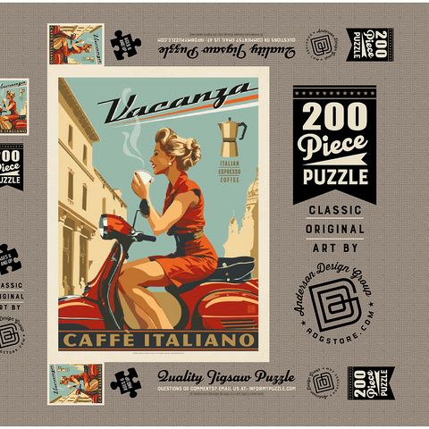 Vacanza Italiana Coffee, Vintage Poster 200 Puzzle Schachtel 3D Modell