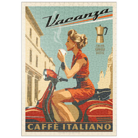 Darstellung des Puzzle Motivs Vacanza Italiana Coffee, Vintage Poster - Puzzleteile: 500