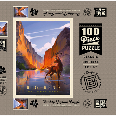 Big Bend National Park: Made In The Shade, Vintage Poster 100 Puzzle Schachtel 3D Modell