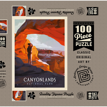 Canyonlands: Under Mesa Arch, Vintage Poster 100 Puzzle Schachtel 3D Modell
