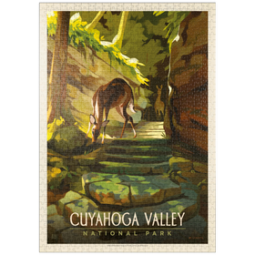 Darstellung des Puzzle-Motivs Cuyahoga Valley National Park: Daybreak Deer, Vintage Poster – Puzzleteile: 1000