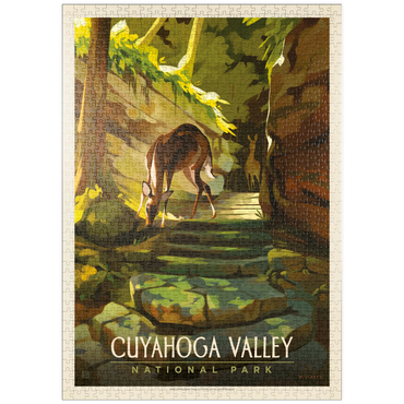 puzzleplate Cuyahoga Valley National Park: Daybreak Deer, Vintage Poster 1000 Puzzle