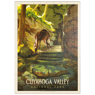 puzzleplate Cuyahoga Valley National Park: Daybreak Deer, Vintage Poster 100 Puzzle