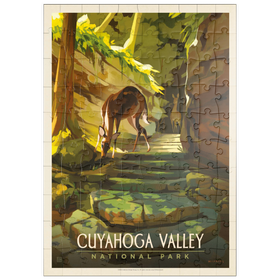 Darstellung des Puzzle Motivs Cuyahoga Valley National Park: Daybreak Deer, Vintage Poster - Puzzleteile: 100
