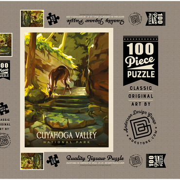 Cuyahoga Valley National Park: Daybreak Deer, Vintage Poster 100 Puzzle Schachtel 3D Modell