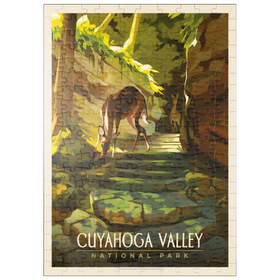 Darstellung des Puzzle Motivs Cuyahoga Valley National Park: Daybreak Deer, Vintage Poster - Puzzleteile: 200