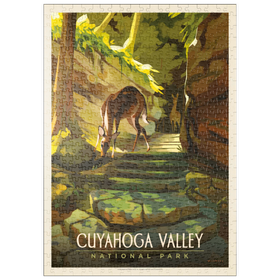 Darstellung des Puzzle-Motivs Cuyahoga Valley National Park: Daybreak Deer, Vintage Poster – Puzzleteile: 500