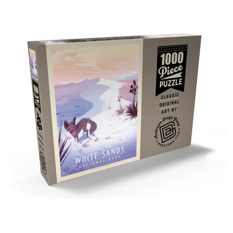 White Sands National Park: Kit Fox, Vintage Poster 1000 Puzzle Schachtel Ansicht2