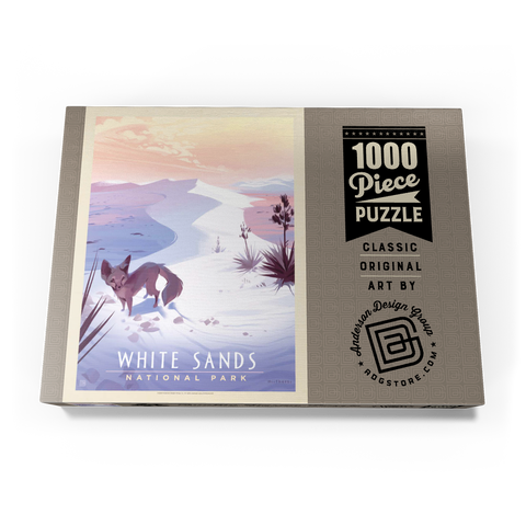 White Sands National Park: Kit Fox, Vintage Poster 1000 Puzzle Schachtel Ansicht3