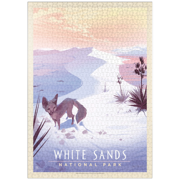 puzzleplate White Sands National Park: Kit Fox, Vintage Poster 1000 Puzzle