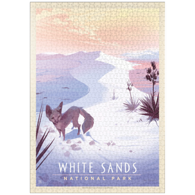 Darstellung des Puzzle Motivs White Sands National Park: Kit Fox, Vintage Poster - Puzzleteile: 1000
