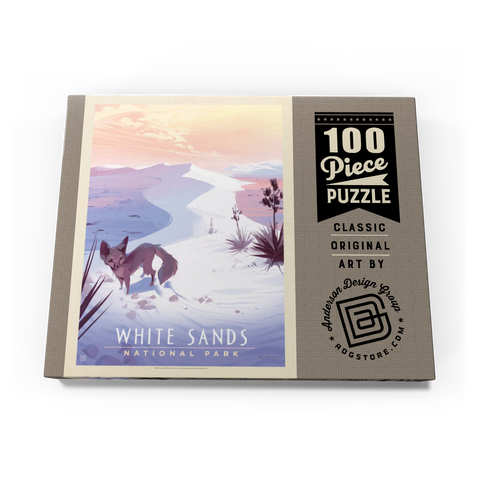 White Sands National Park: Kit Fox, Vintage Poster 100 Puzzle Schachtel Ansicht3