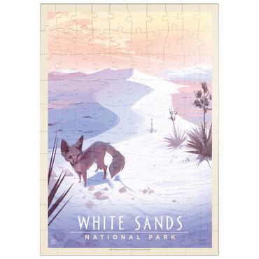 puzzleplate White Sands National Park: Kit Fox, Vintage Poster 100 Puzzle